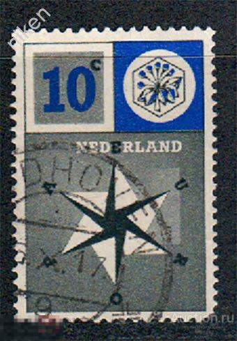 НИДЕРЛАНДЫ 1957 ЕВРОПА СЕПТ РОЗА ВЕТРОВ МИР И ПРОЦВЕТАНИЕ 62-204