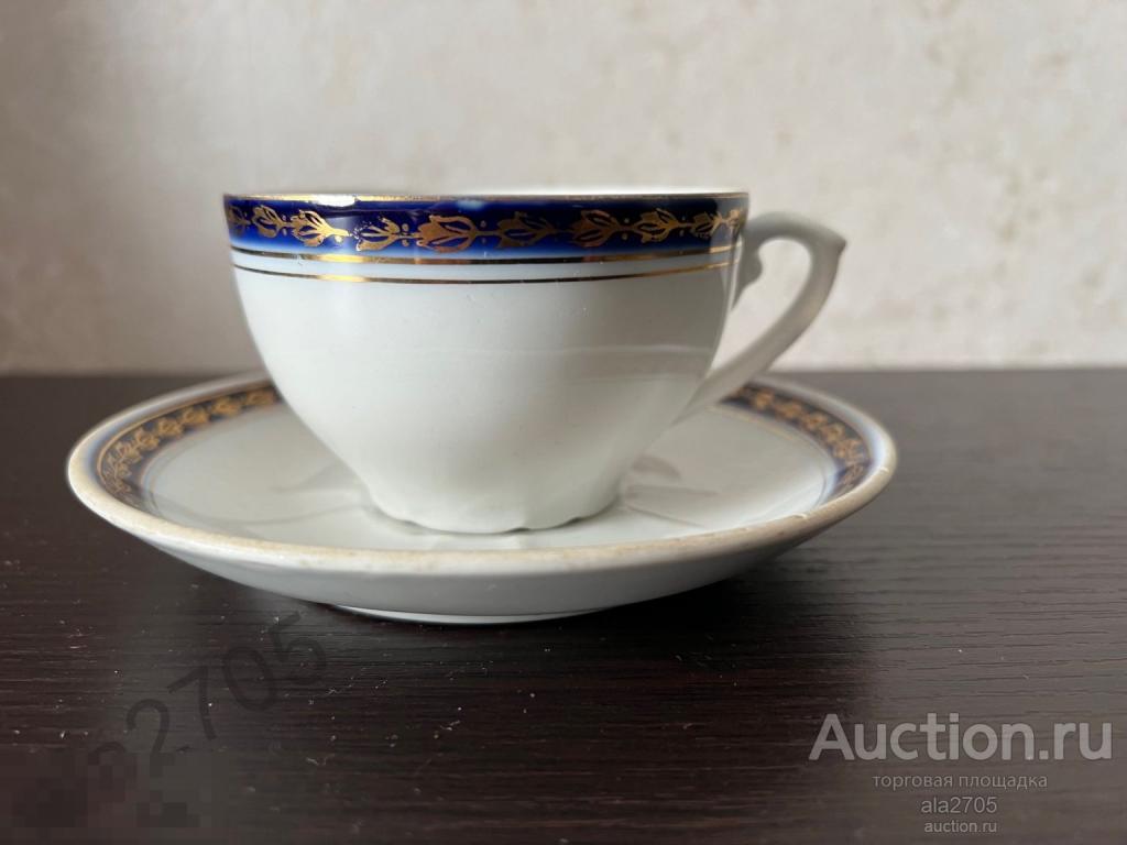 Чайная пара  кобальт с позолотой, Барановский фарфоровый завод (Барановка) 1960-е гг.