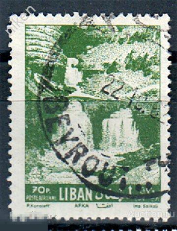 ЛИВАН 1961 АВИАПОЧТА ГОРТ ВОДОПАД АФКА ТУРИЗМ ГАШЕНИЕ БЕЙРУТ 48-2-93