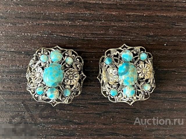 Клипсы, скань, Чехия, винтаж, СССР