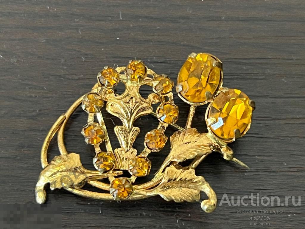 Брошь Ветка,  винтаж, СССР, Чехия