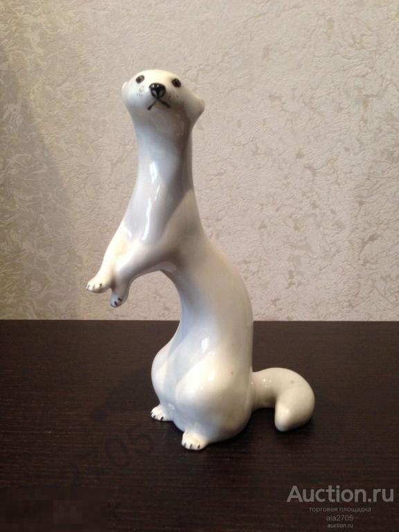 Фарфоровая статуэтка, Горностай, Куница, Ласка ЛФЗ, экспортное клеймо