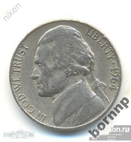 США 5 ЦЕНТОВ 1964 ТОМАС ДЖЕФФЕРСОН  СР.М.2-127