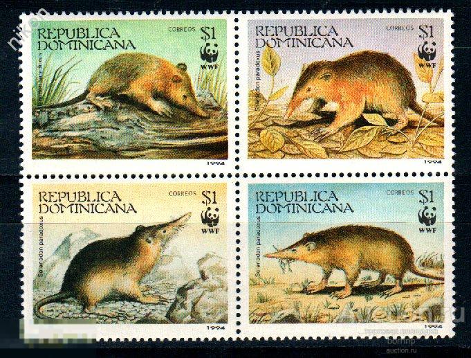 ДОМИНИКАНА 1994 WWF ФАУНА ГРЫЗУНЫ ЗЕМЛЕРОЙКА ТЕМ 10-2-23