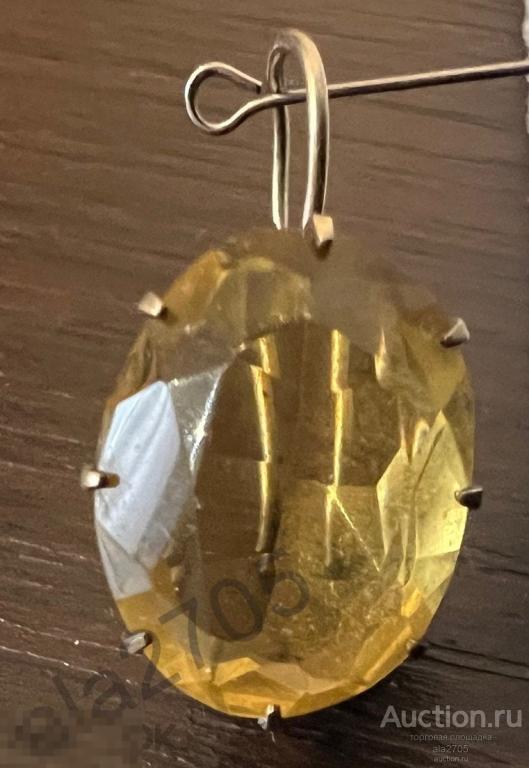 Серьга, камень, серебро  875 Звезда В,  5ФП, винтаж, СССР