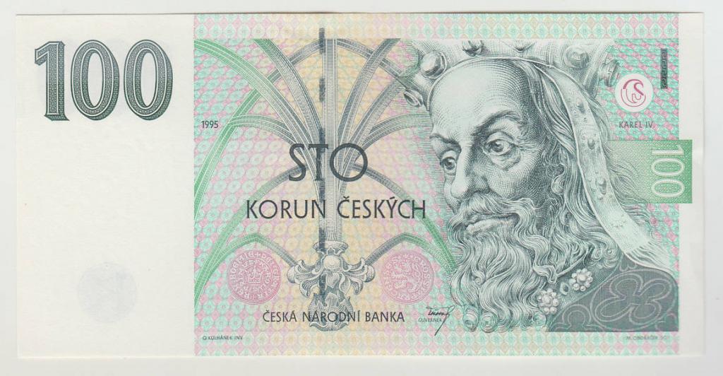 Чехия 100 крон 1995 KM#12 серия B номер на 777 UNC