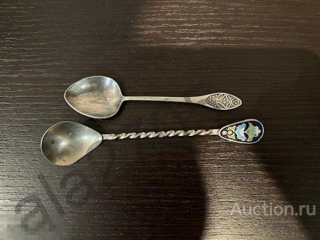 Чайная ложка с эмалью, мельхиор