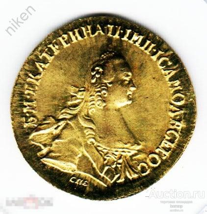 5 РУБЛЕЙ ЗОЛОТОМ 1771 ИМПЕРАТРИЦА ЕКАТЕРИНА 2 АЛЬБОМ СР М 4 А 11