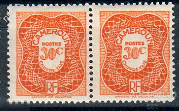 КАМЕРУН 1947 КОЛОНИИ СЛУЖЕБНЫЕ МАРКИ НАЦИОНАЛЬНЫЙ ОРНАМЕНТ СЦЕПКА 37-1-107