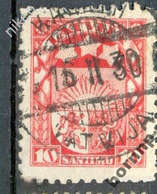 ЛАТВИЯ 1923 ГЕРБ ПОЧТОВЫЙ ШТЕМПЕЛЬ ! СБ 1 46 