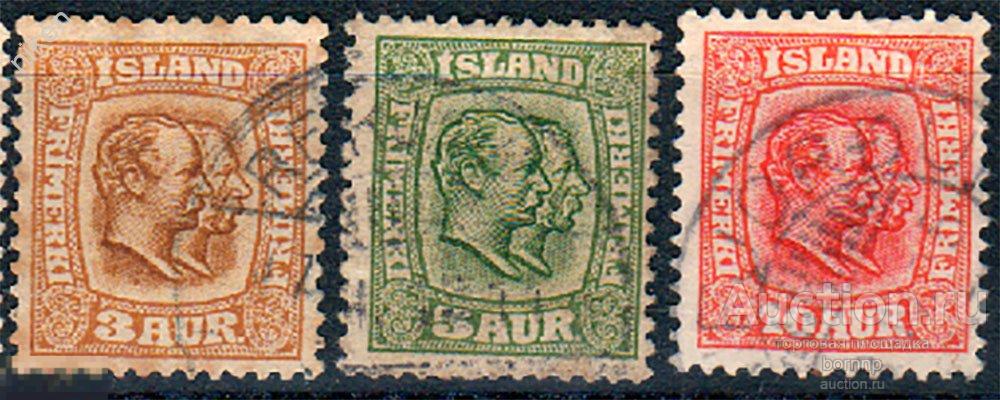 ИСЛАНДИЯ 1907 СТАНДАРТ КОРОЛЬ КРИСТИАН XI ФРЕДЕРИК XIII 37-3-47