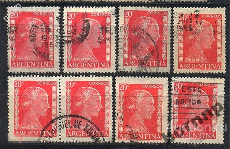 АРГЕНТИНА 1952 ЕВА ПЕРОН-ЖЕНА ПРЕЗИДЕНТА ПРОДАЕТСЯ ОДНА МАРКА 5-91
