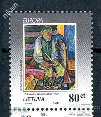 ЛИТВА 1993 ПРИБАЛТИКА ЕВРОПА ХУДОЖНИК ГУДАЙТИС КАРТИНА СТАРЫЙ МАСТЕР 37-2-303 