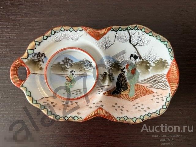 Старинное блюдце Гейша у сакуры, Япония