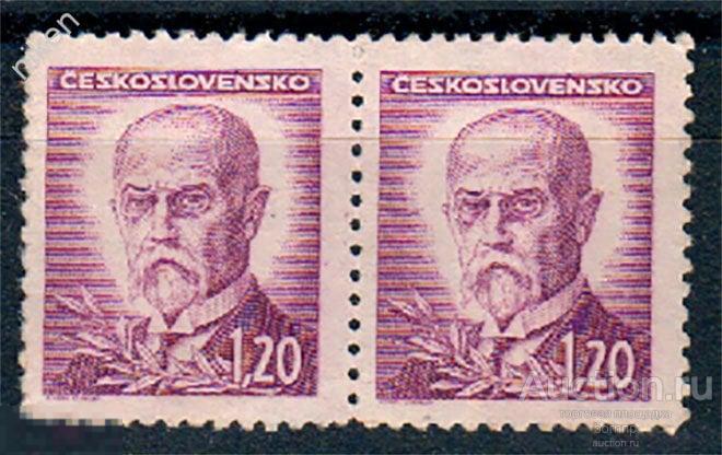 ЧЕХОСЛОВАКИЯ ЧССР 1945 СТАНДАРТ ПРЕЗИДЕНТ МАСАРИК СЦЕПКА 37-3-383