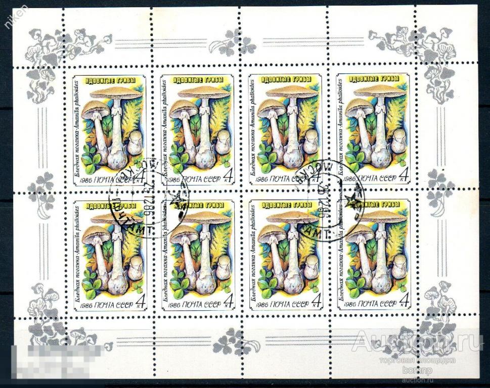 СССР 1986 ФЛОРА ЯДОВИТЫЕ ГРИБЫ МАЛЫЕ ЛИСТЫ Л-5-43