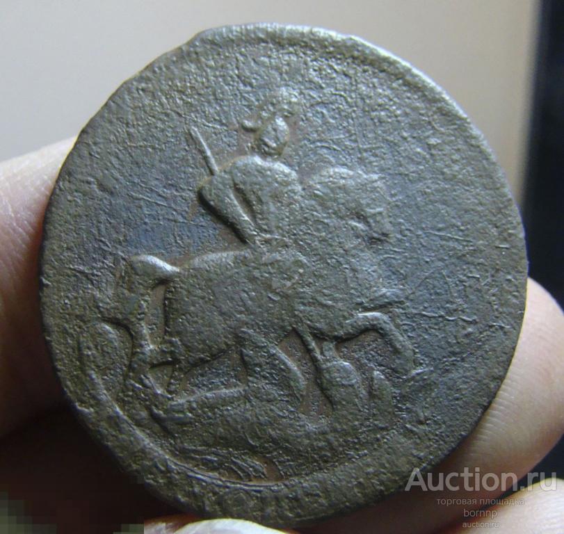 2 КОПЕЙКИ 1758 ОРИГИНАЛ ПЕРЕЧЕКАН С КРЕСТОВОГО ПЯТАКА СТАРИННЫЕ МОНЕТЫ 31-64