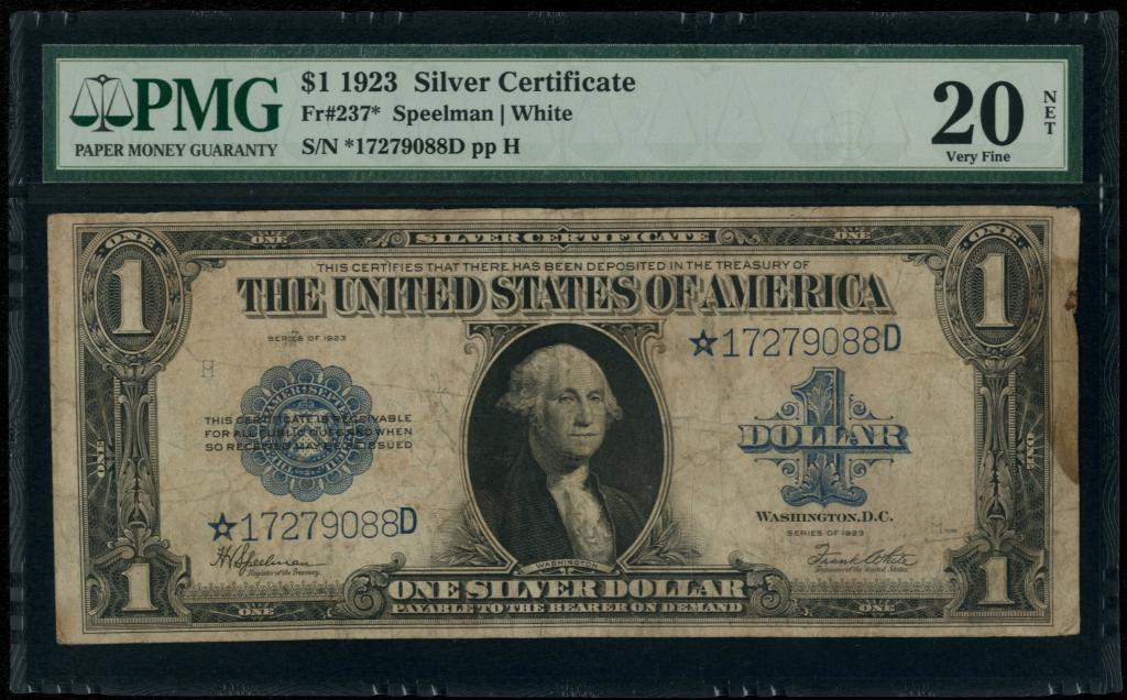 США. Silver certificate. 1 доллар 1923 г. Замещенная серия!