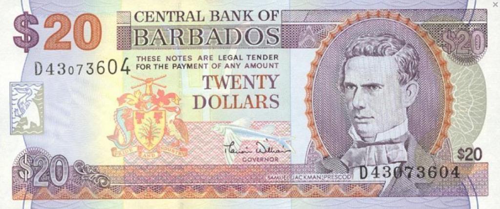 Барбадос 20 долларов 2000 год ПРЕСС/UNC