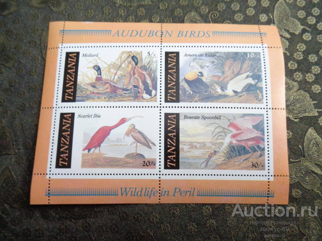 Танзания Птицы Блок   Чистый ЧБН**
