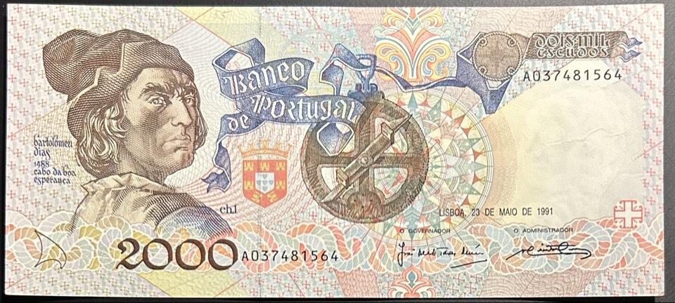 Португалия 2000 эскудо 1991 год аUNC