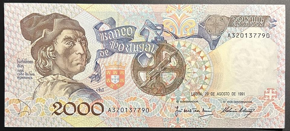 Португалия 2000 эскудо 1991 год аUNC