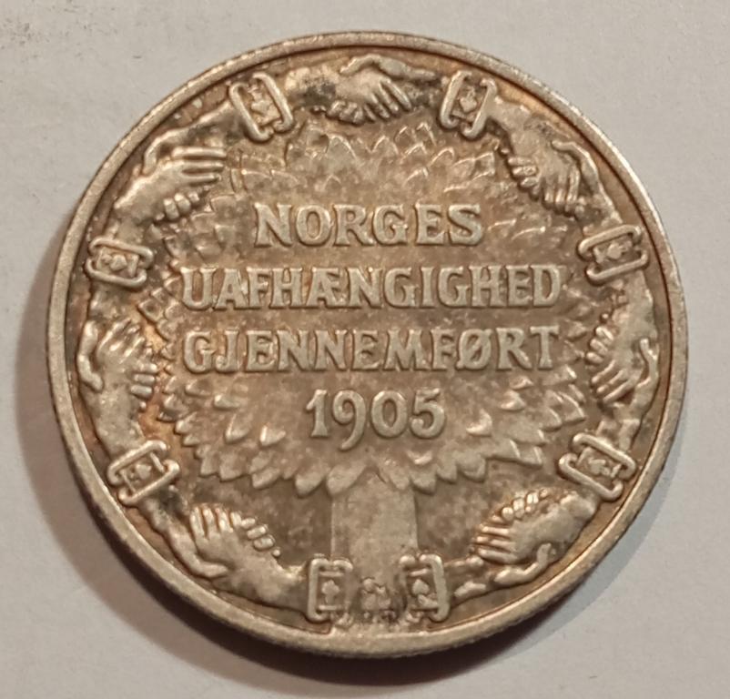 2 кроны 1906 год норвегия серебро