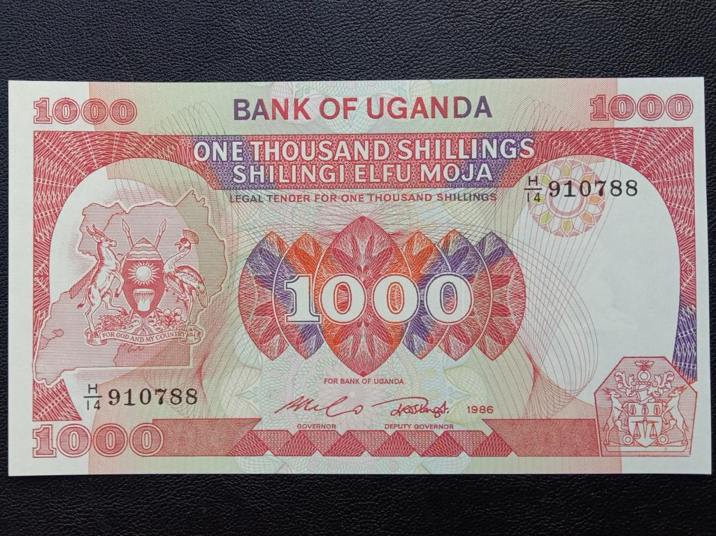 Уганда 1000 шиллингов 1986г.  UNC   Р.26