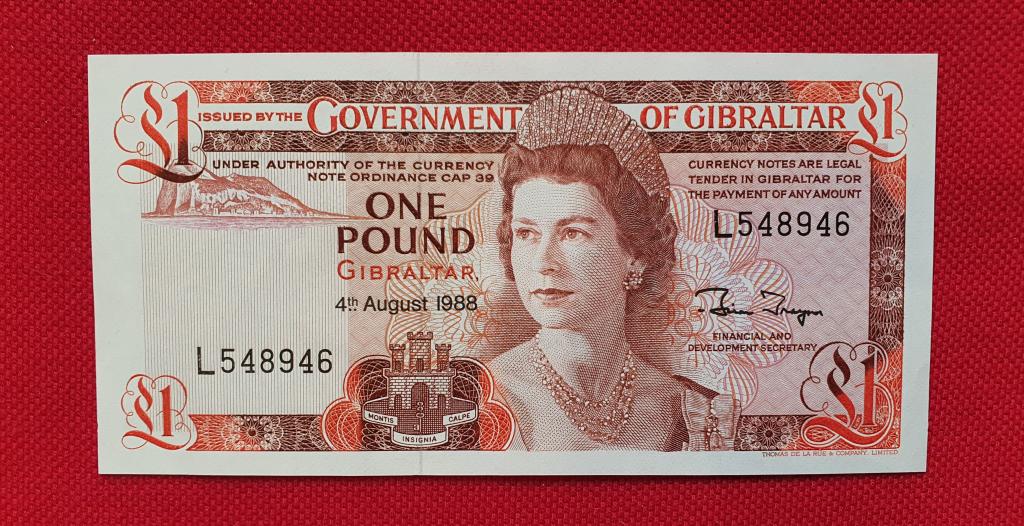 1 фунт "Government of Gibraltar", 1988 г, Гибралтар - коронное владение Великобритании