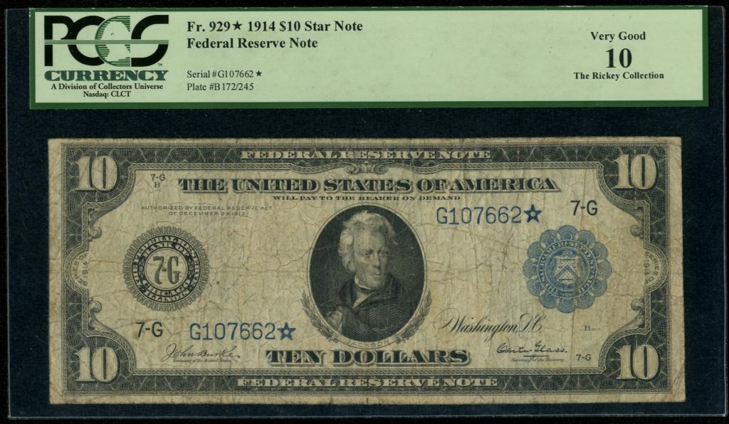 США. 10 долларов 1914 г. Замещенная серия!