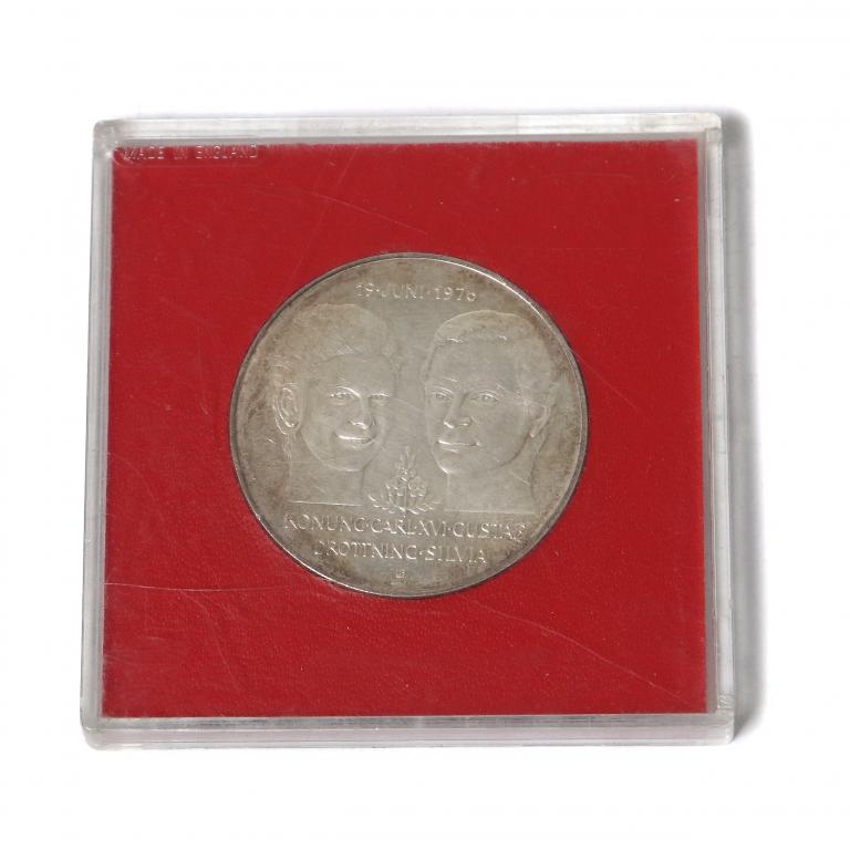Серебряная юбилейная​ монета 50 крон. Швеция, 1976 год.