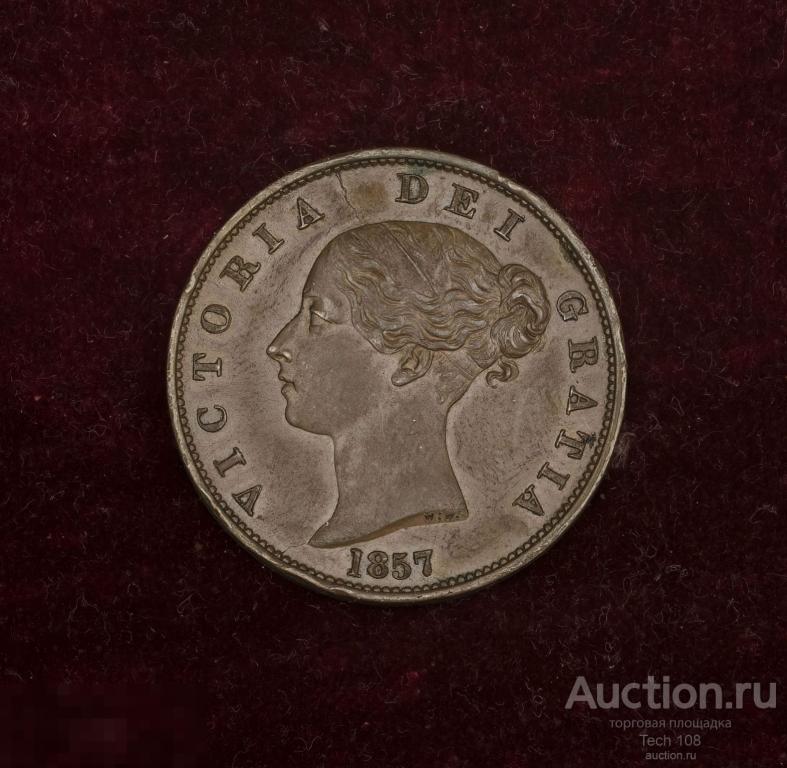 UNC Виктория. Полпенни 1857 год. Видео монеты.