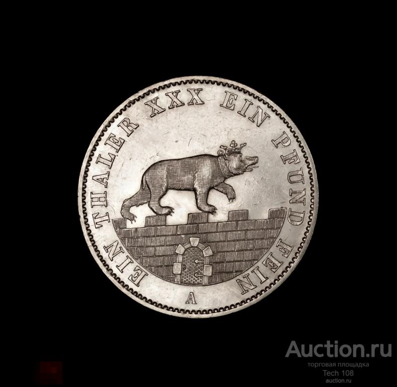 UNC Германия. Ангальт-Бернбург. Талер 1862 года.   Видео 4К
