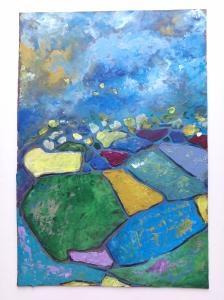 Картина. Где-то там, картон, акрил, 32 на 22  см.