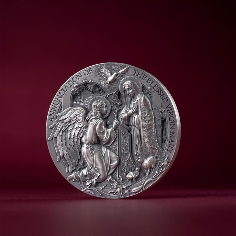 * Камерун 2000 франков 2025 Благовещение Пресвятой Девы Марии * Кошка * 'Библейские истории' * Ag2oz