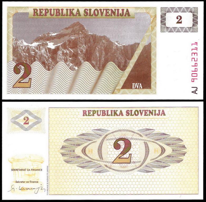 Словения 2 толара 1990 год. UNC