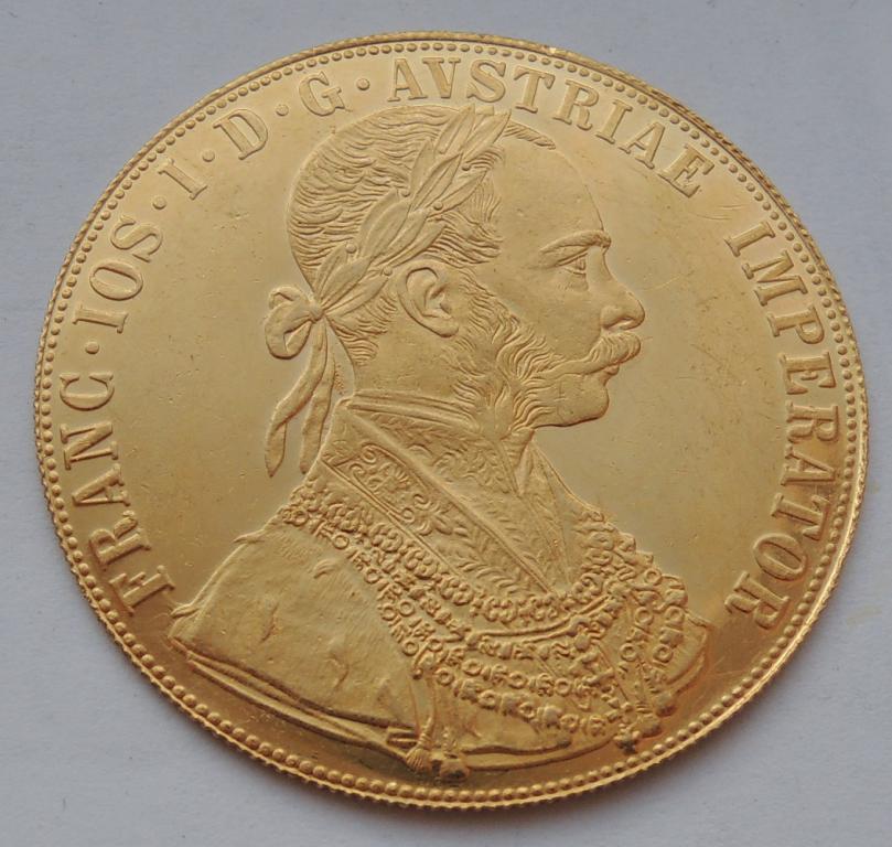 4 дуката 1915 года, Франц- Иосиф I, Австрия, золото 986 пробы, рестрайк.
