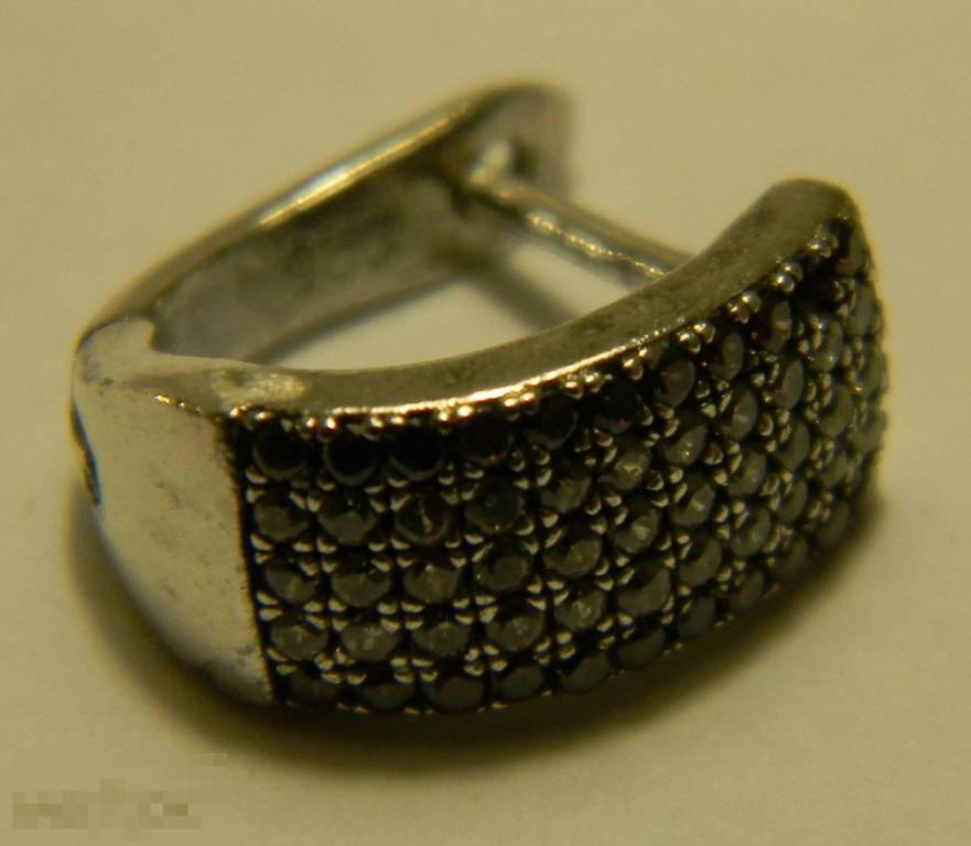 Серьга  дорожки с фианитами серебро 925
