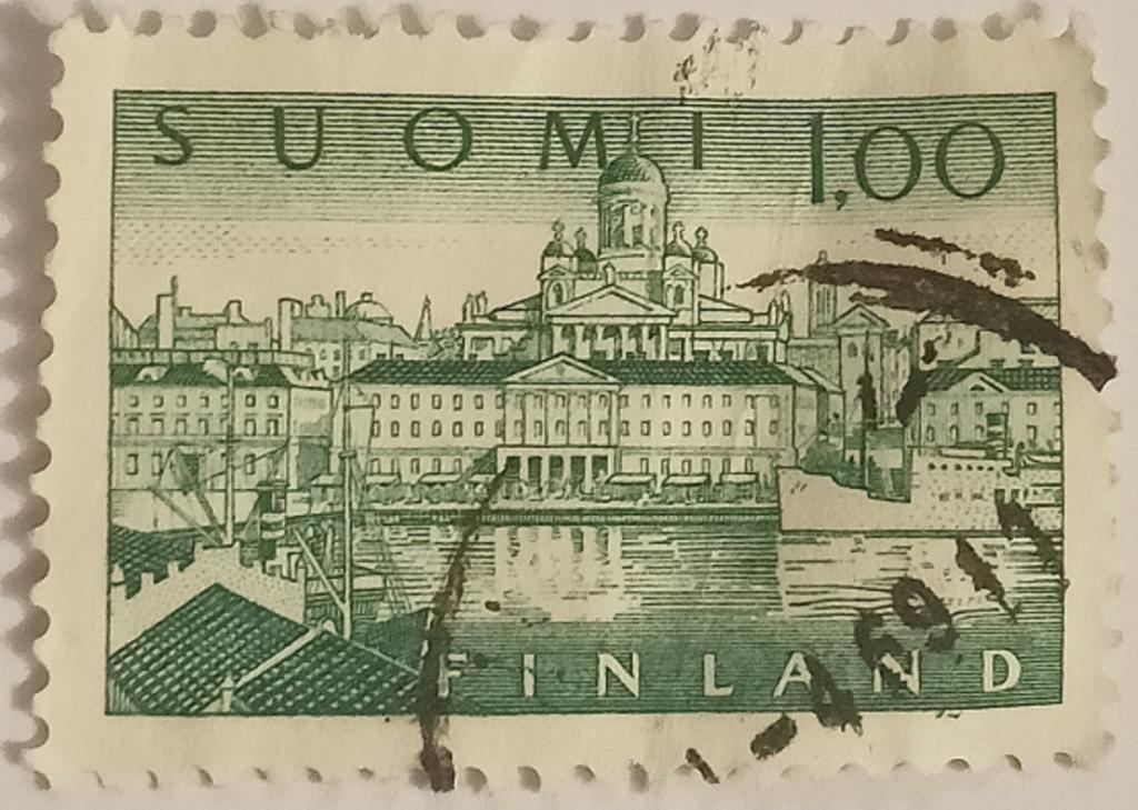 Марка_Финляндии, 1963 г, Гавань Хельсинки, 1.00 -Финская марка, Стандарт, Гашёная