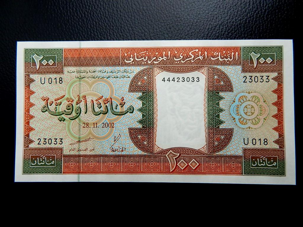 Бона 200 угия 2002 года серии "U018" Мавритания UNC
