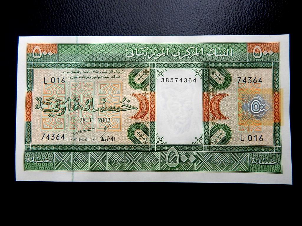 Бона 500 угия 2002 года серии "L016" Мавритания UNC