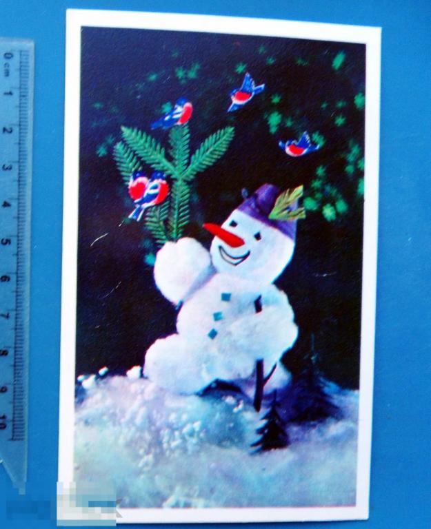 Дергилев С НОВЫМ ГОДОМ! 1975 Щ8 чистая СНЕГИРИ СНЕГОВИК люкс!!!