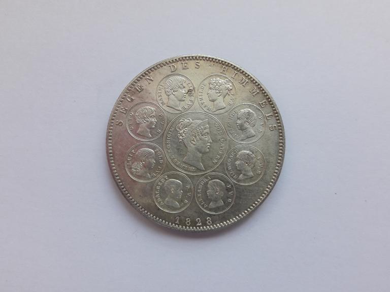 1 талер 1828 года. Бавария. Благословения Небес королевской семье.