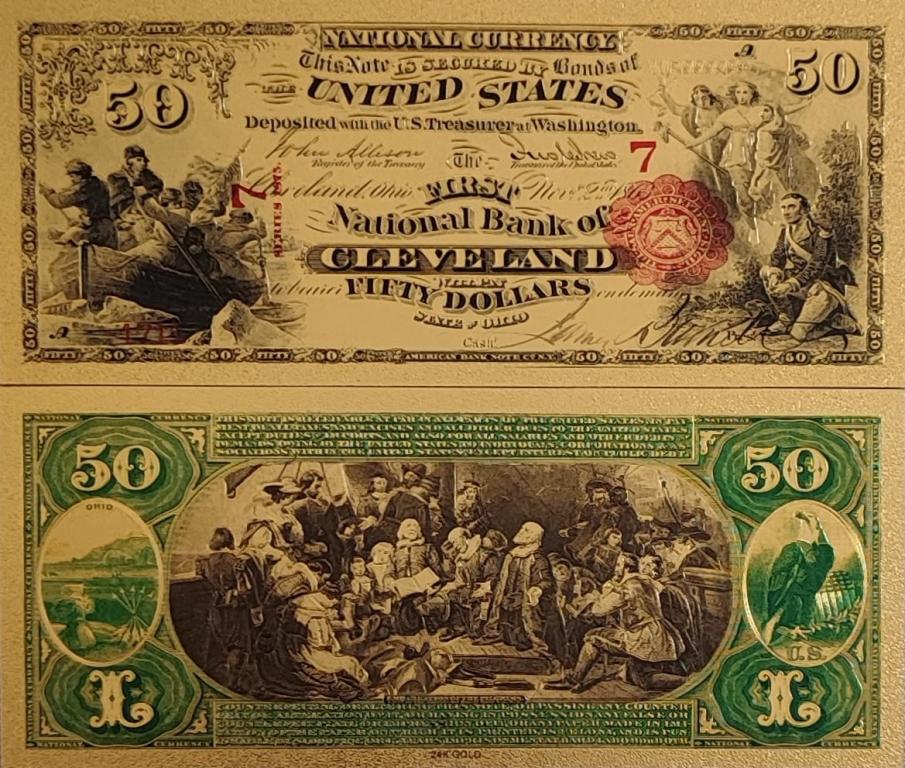 Сувенирная пластиковая банкнота США 50 долларов
