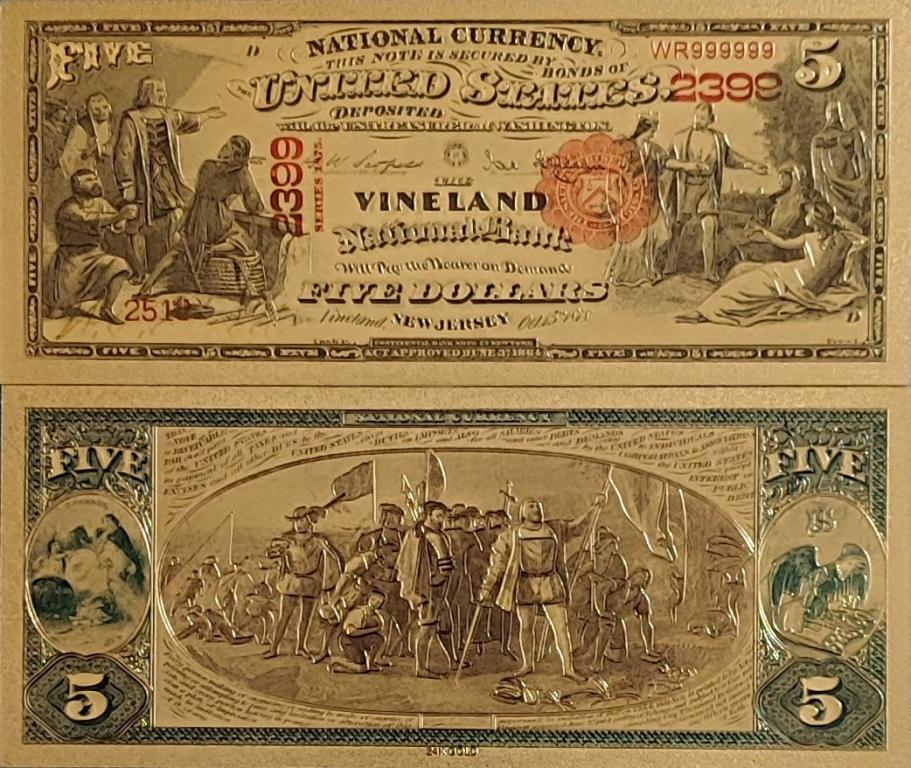 Сувенирная пластиковая банкнота США 5 долларов