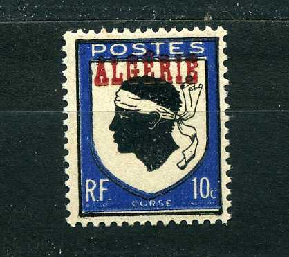 Французский Алжир. Стандарт. Герб Корсики. Надпечатка "ALGERIE". 1 марка. 1945.**