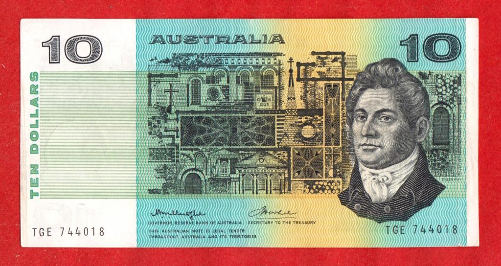 Австралия, 10 долларов, 1974-1991 (Australia), VF++, подписи Knight & Wheeler, TGE 744018