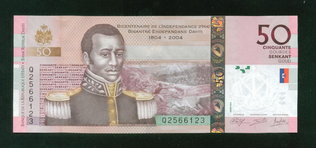 Бона Гаити 50 гурдов 2013 UNC банкнота Q2566123
