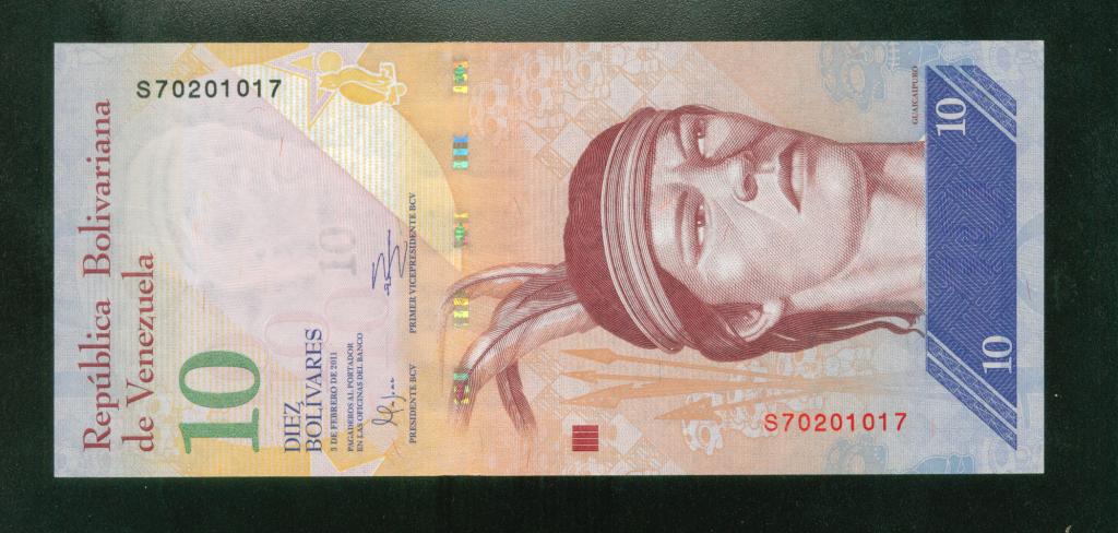 Бона Венесуэла 10 боливаров 2011 год UNC банкнота S70201017