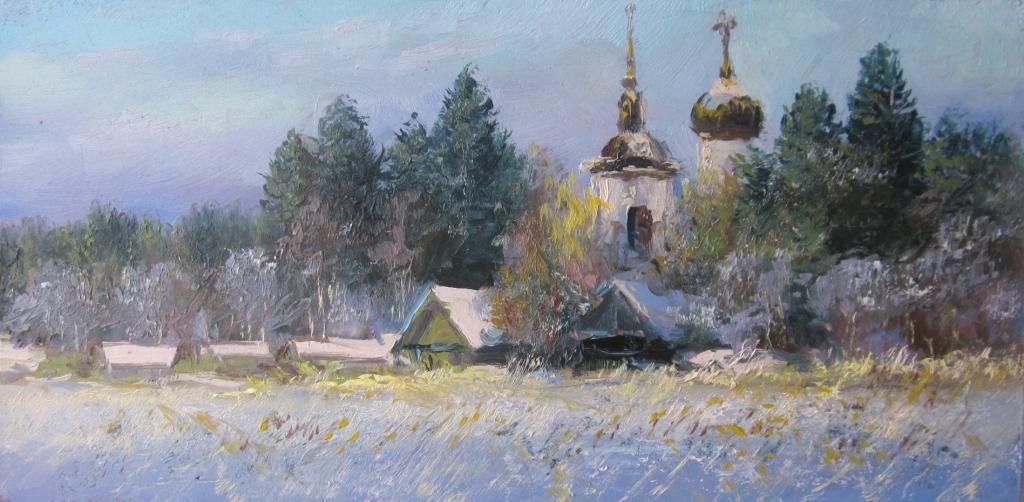 '' Церквушка в забытой деревне '' авторский пейзаж